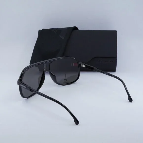 CARRERA 1047/S 0807 M9 Sunglasses Black Aviator Frame, Grey Polarized Lenses